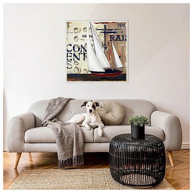 Blue Sailing Race Ii By Patricia Pinto Framed Canvas Wall Art Print