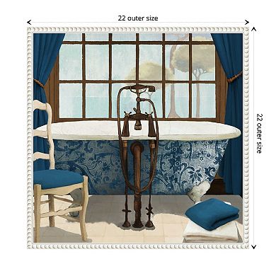 Blue Bath View I By Elizabeth Medley Framed Canvas Wall Art Print