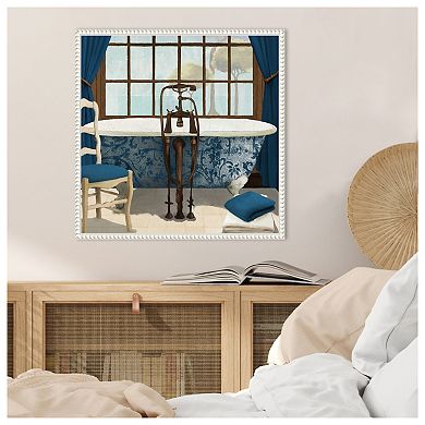 Blue Bath View I By Elizabeth Medley Framed Canvas Wall Art Print