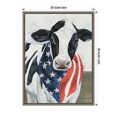 American Cow Ii By Annie Warren Framed Canvas Wall Art Print