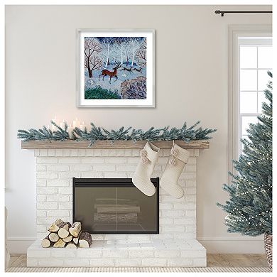 Deer And Doves By Lisa Graa Jensen Wood Framed Wall Art Print