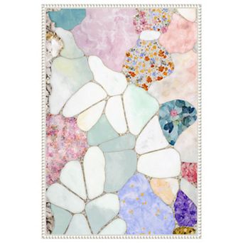 Floral Mosaic By Treechild Framed Canvas Wall Art Print
