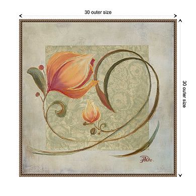 Floral Ornaments In Peach I By Patricia Pinto Framed Canvas Wall Art Print