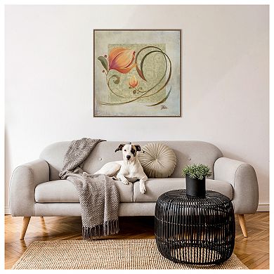 Floral Ornaments In Peach I By Patricia Pinto Framed Canvas Wall Art Print