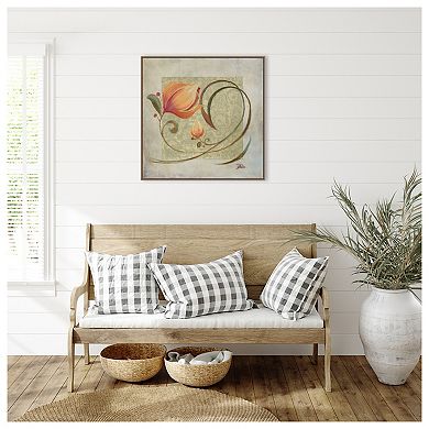 Floral Ornaments In Peach I By Patricia Pinto Framed Canvas Wall Art Print
