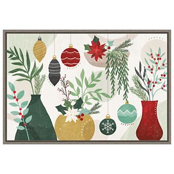 Deco Holiday Vases I By Veronique Charron Framed Canvas Wall Art Print