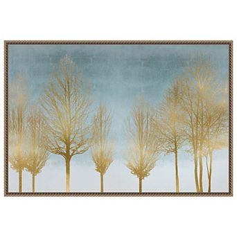 Gold Forest On Aqua By Kate Bennett Framed Canvas Wall Art Print