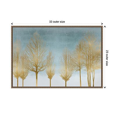 Gold Forest On Aqua By Kate Bennett Framed Canvas Wall Art Print