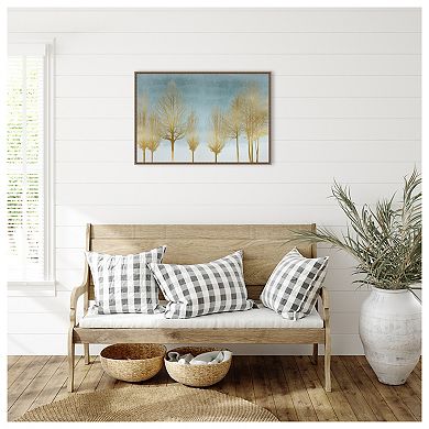 Gold Forest On Aqua By Kate Bennett Framed Canvas Wall Art Print