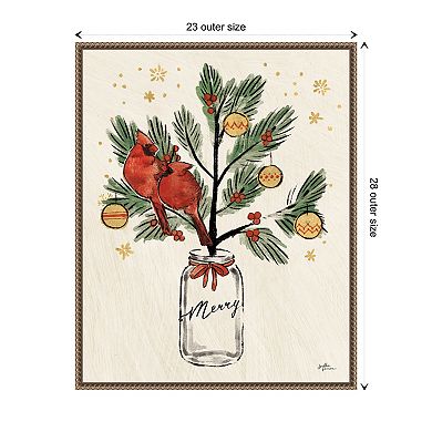 Christmas Lovebirds Xiii Merry By Janelle Penner Framed Canvas Wall Art Print