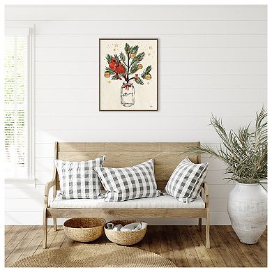 Christmas Lovebirds Xiii Merry By Janelle Penner Framed Canvas Wall Art Print
