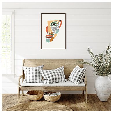 Color Abstract Faces #2 By Jay Stanley Framed Canvas Wall Art Print
