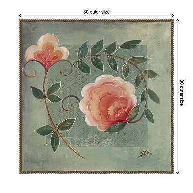 Floral Ornaments In Green I By Patricia Pinto Framed Canvas Wall Art Print