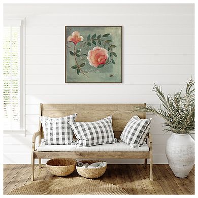 Floral Ornaments In Green I By Patricia Pinto Framed Canvas Wall Art Print