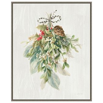 Floursack Holiday Xii Plaid By Danhui Nai Framed Canvas Wall Art Print