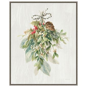 Floursack Holiday Xii Plaid By Danhui Nai Framed Canvas Wall Art Print