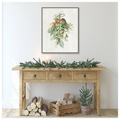 Floursack Holiday Xii Plaid By Danhui Nai Framed Canvas Wall Art Print