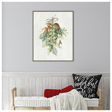 Floursack Holiday Xii Plaid By Danhui Nai Framed Canvas Wall Art Print