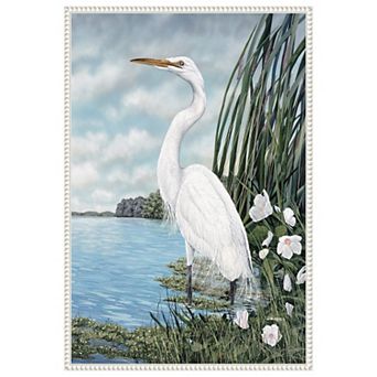 Great White Egret By James Harris Framed Canvas Wall Art Print