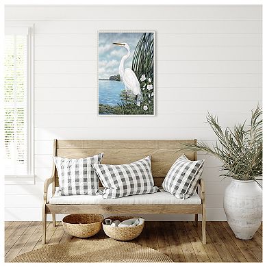 Great White Egret By James Harris Framed Canvas Wall Art Print