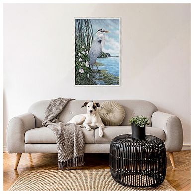 Great Blue Heron By James Harris Framed Canvas Wall Art Print
