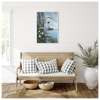 Great Blue Heron By James Harris Framed Canvas Wall Art Print