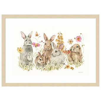 Bunny Hop On Spring I By Lisa Audit Wood Framed Wall Art Print