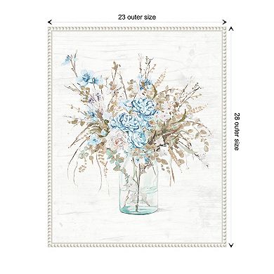Blue Flowers In Glass Vase By Patricia Pinto Framed Canvas Wall Art Print