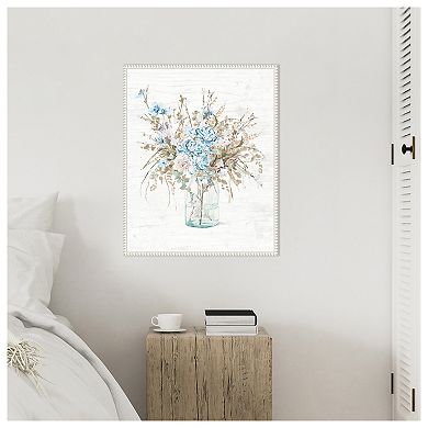 Blue Flowers In Glass Vase By Patricia Pinto Framed Canvas Wall Art Print