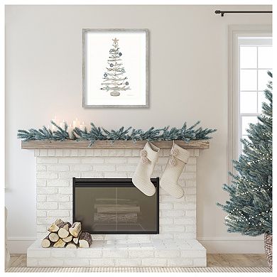 Decorative Coastal Holiday Tree Ii By Kathleen Parr Mckenna Wood Framed Wall Art Print