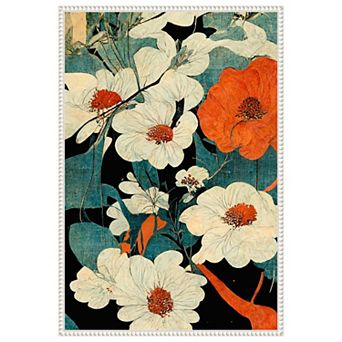 Asian Flowers By Treechild Framed Canvas Wall Art Print