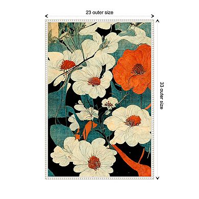 Asian Flowers By Treechild Framed Canvas Wall Art Print