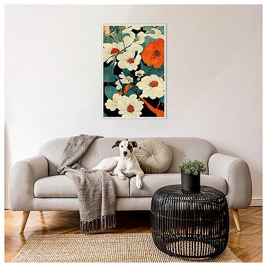 Asian Flowers By Treechild Framed Canvas Wall Art Print
