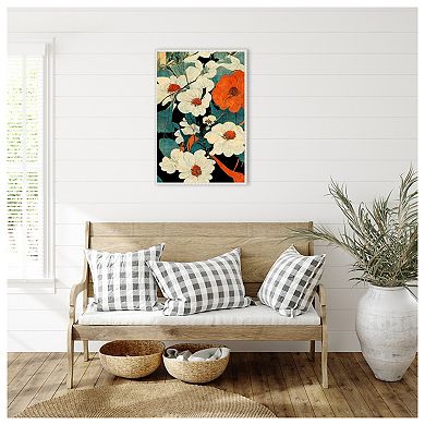 Asian Flowers By Treechild Framed Canvas Wall Art Print