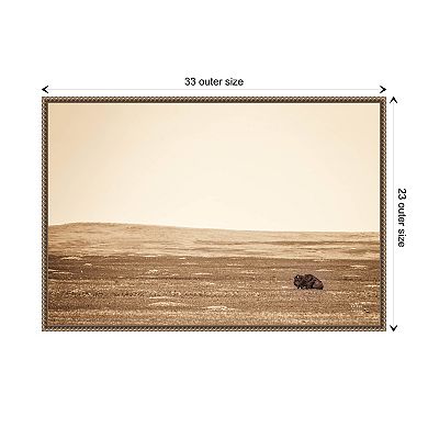 Badlands Bison Sepia By Nathan Larson Framed Canvas Wall Art Print