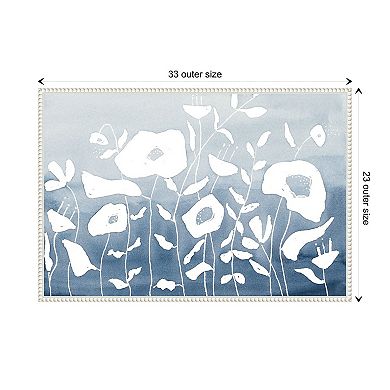 Blue And White Floral Garden By Krinlox Framed Canvas Wall Art Print
