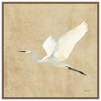 Egret Alighting Ii By Kathrine Lovell Framed Canvas Wall Art Print