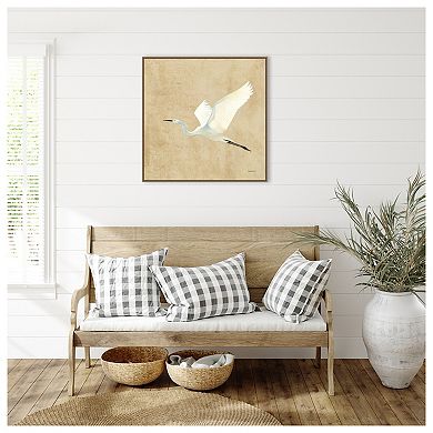 Egret Alighting Ii By Kathrine Lovell Framed Canvas Wall Art Print