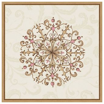 Elegant Season Snowflake Iii Pink By Daphne Brissonnet Framed Canvas Wall Art Print