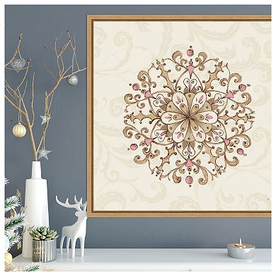 Elegant Season Snowflake Iii Pink By Daphne Brissonnet Framed Canvas Wall Art Print