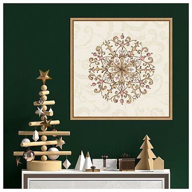 Elegant Season Snowflake Iii Pink By Daphne Brissonnet Framed Canvas Wall Art Print