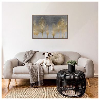 Gold Forest On Gray By Kate Bennett Framed Canvas Wall Art Print