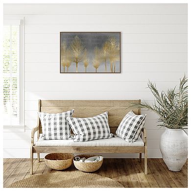Gold Forest On Gray By Kate Bennett Framed Canvas Wall Art Print