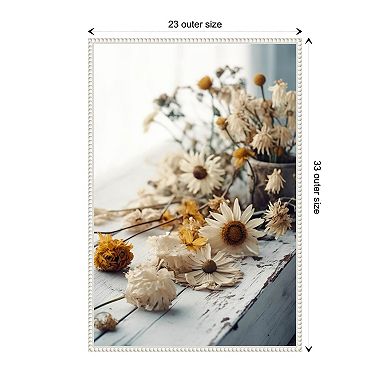 Dry Flowers Arrangement By Treechild Framed Canvas Wall Art Print