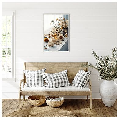 Dry Flowers Arrangement By Treechild Framed Canvas Wall Art Print