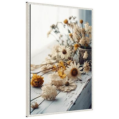 Dry Flowers Arrangement By Treechild Framed Canvas Wall Art Print