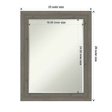 Fencepost Narrow Petite Bevel Wood Bathroom Wall Mirror