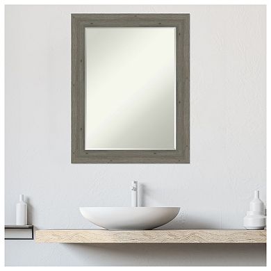 Fencepost Narrow Petite Bevel Wood Bathroom Wall Mirror
