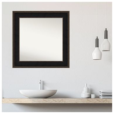 Mezzanine Espresso Non-beveled Wood Bathroom Wall Mirror
