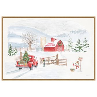 Home For The Holidays I Snowman By Beth Grove Framed Canvas Wall Art Print
